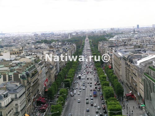 Елисейские поля. Вид с Триумфальной арки. Париж